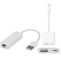 ΣΕΤ με α) Apple adapter Lightning to USB + Lightning, β) Apple USB to Ethernet Adapter, γ) καλώδιο ethernet 5m (set Lightning to Ethernet)